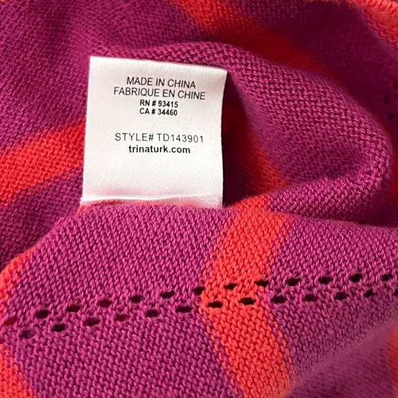 Trina Turk Knit Dress Fit and Flare Sleeveless Chevron Pattern Purple Orange 4 - Picture 8 of 8